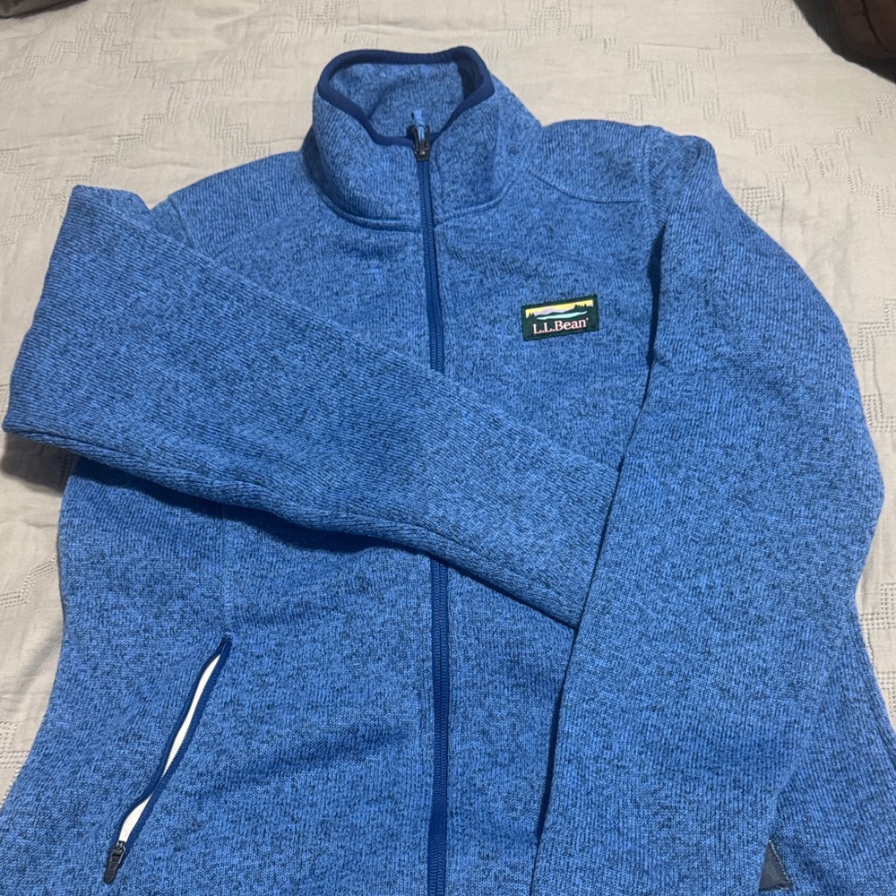 L.L. Bean Heathered Blue Zip-Up Sweater